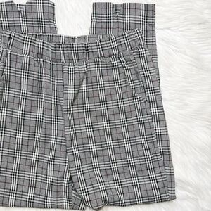 Nic & Jo Plaid Straight Leg Pants Grey Black White Size Small